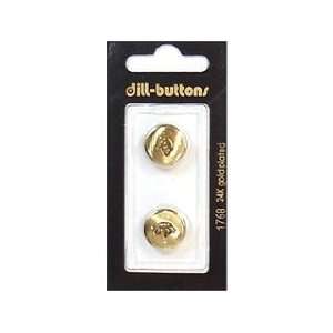  Dill Buttons 15mm Shank Gold 2 pc (6 Pack)