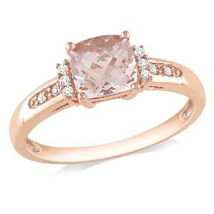 10k Pink Gold 1 CT TGW Morganite 0.05 CT TDW Diamond Fashion Ring (G H 
