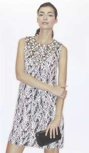   Burch Brown & white silk Georgette Sandrine Branch Prints Dress size 2