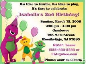 Barney Invitations/Birthday Party Supplies  