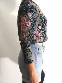 vtg 90s Revival PAISLEY FLORAL QUILTED Bolero Jacket M  