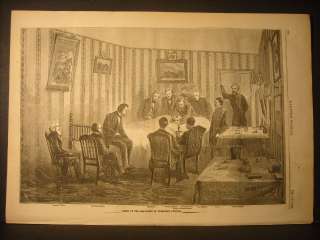 Abraham Lincoln Assassination Death Bed Engraving 1865  