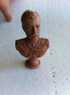 Rare antique Imperial Russian pottery bust of Tsar Nicholas II  