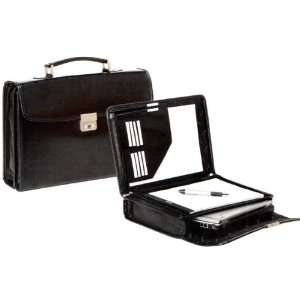  Bugatti Black Leather Laptop Briefcase W/writing case 