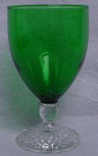 ANCHOR Hocking BUBBLE FOOT green Wine or Juice Glass  