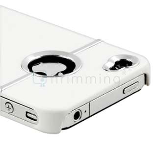 DELUXE WHITE COVER W/CHROME for iPHONE 4G 4S 4 CASE SKIN Accessory 