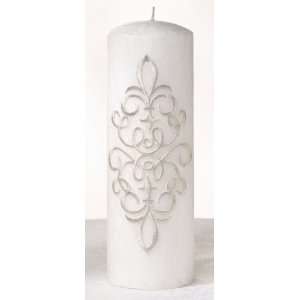  A Silver Wedding Scroll Pillar Candle