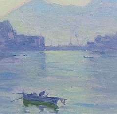   HUTCHENS LISTED AMERICAN IMPRESSIONIST OIL PAINTING TONAL NAPLES ITALY