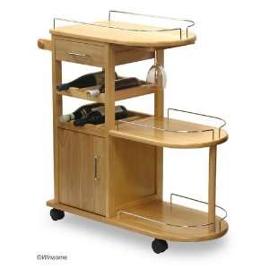 Functional Solid Wood Kitchen Serving Cart w/Storage 
