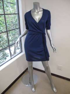 Moschino Cheap & Chic Blue 3/4 Sleeve V Neck Sweater Dress 10  