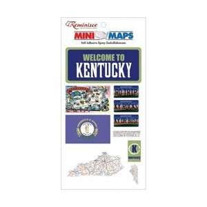  Mini Maps Self Adhesive Epoxy Embellishments 4.5X8 Sheet Kentucky 