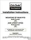 Cub Cadet 3 Point Hitch Installation Manual Model# 383