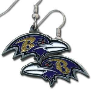 NFL Dangling Earrings   Baltimore Ravens Logo  Sports 