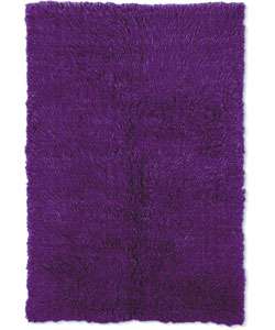 New Flokati Purple Wool Shag Rug (24 x 48)  