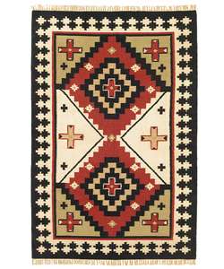 Hand woven Sancho Flat Wool Rug (5 x 8)  