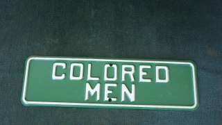 40S RACIST BLACK AMERICANA COLORED MEN ENAMEL GREEN & WHITE SIGN 