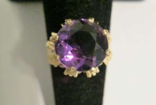 14K YELLOW GOLD FACETED AMETHYST RING SZ 5.75  