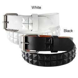 Kids Black and White Studded Faux Leather Belt  