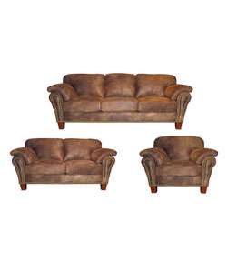 Buckskin Fabric Sofa, Loveseat, and Chair  