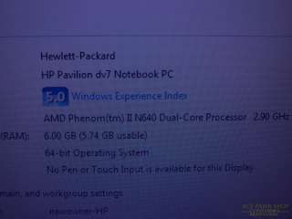 HP DV7 4177nr Beats Audio 17.3 Notebook ~2.9GHz ~640GB ~6GB ~Bluray 