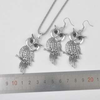 7305 Wholesale Fashion Retro Silver VINTAGE Owl Jewelry Sets Earrings 