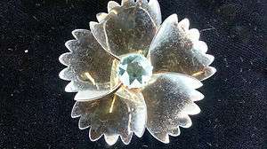 Vintage Sterling Silver Gold tone Flower Pin Brooch 925 jewelry no 