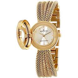 AK Anne Klein Womens Goldtone Covered Dial Mesh Bracelet Watch 