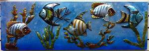 Aquarium Like Metal Wall Decor of Tropical Fish and Coral  