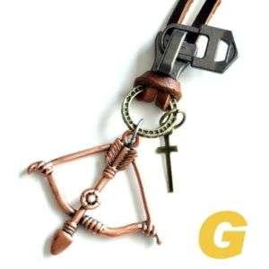 COOL MEN Genuine Leather NECKLACE Bow And Arrow MNG72  