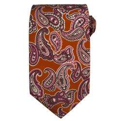 Etro Milano Mens Silk Orange Paisley Tie  