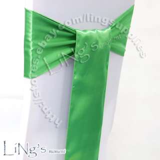 x108 Clover Green Satin Chair Sash Bow Wedding Party Banquet 