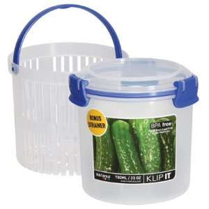 Klip It Round Food Storage Container with Bonus Strainer, 3 cup 