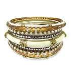 plus size brown and ivory resin ethnic bangles set of 9 pcs new  