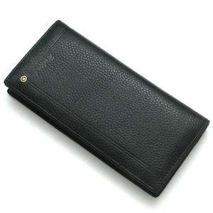   Genuine Leather Bifold Mens Long Wallet Card Check Purse Black  