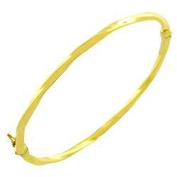 10k Yellow Gold 3 mm Twisted Hinged Bangle Bracelet  