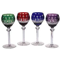 Shannon King Louis Colored Crystal Hock Glasses (Set of 4 