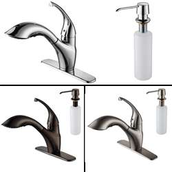 Kraus Brass Single lever Pull out Kitchen Faucet and Soap Dispenser 