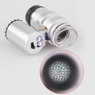 Mini 45X 2 LED Pocket Microscope Magnifier Loupe  