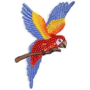  Parrot w/Sequins Iron On Embroidered Applique/Tropical Bird 