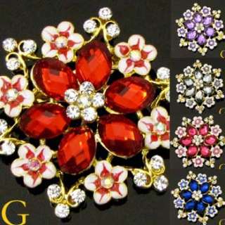   brooch pin with sparkling austrian rhinestone crystals and glass glaze