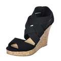 CL by Laundry Indulge Black Cork bottom Wedge Sandal Was 