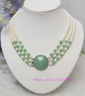 rows natural jade pearl necklace  