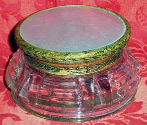 Vintage Art Deco Boudoir Crystal Powder Pin Jar w/Cover  