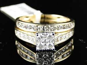   YELLOW GOLD BRIDAL DIAMOND ENGAGEMENT WEDDING BAND RING SET 1.0 CT