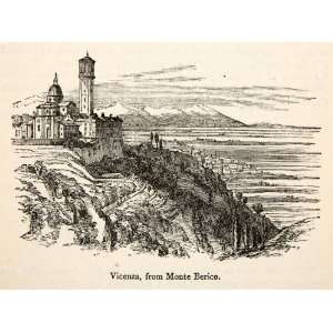 1876 Wood Engraving Vicenza Monte Berico Italy Convent Saint Maria del 