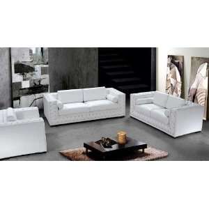  Vig Furniture Dublin Luxurious White Leather Sofa Set With 