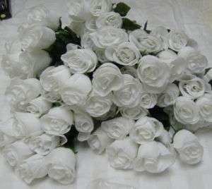 28 White Silk Roses Buds Flowers 4 Bushes D955  