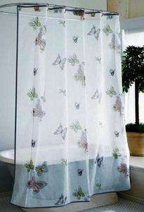 Organdy Butterfly Sheer White Shower Curtain Purple New  