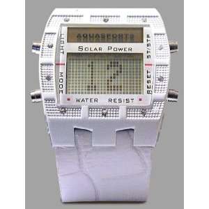  Solar Powered Scrolling Wrist Watch (White) Everything 
