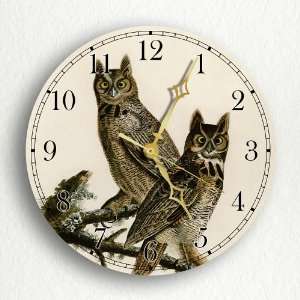 Great Horned Owl John James Audubon 8 Silent Wall Clock  